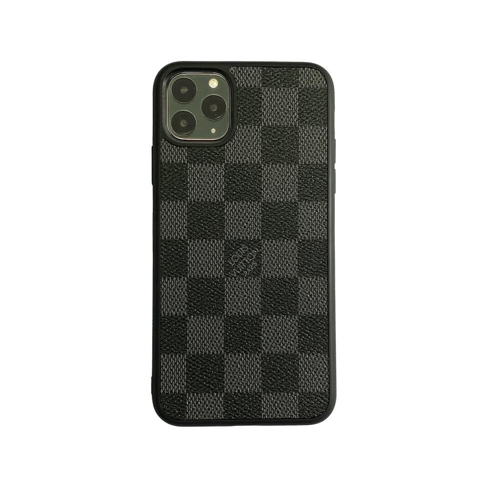 Checkered Full Cover iPhone Case – Black