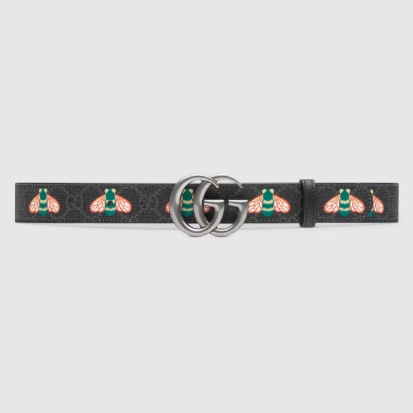 Gucci Black Supreme GG Marmont 25MM Belt with Bees
